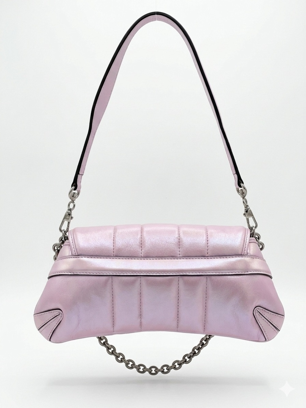 EUC Gucci Horsebit Chain Shoulder Bag Pink Iridescent Vertical Matelasse Quilted - Picture 3 of 16